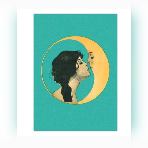 Vintage art nouveau fine art print Moon Kiss - Picture 2 of 16